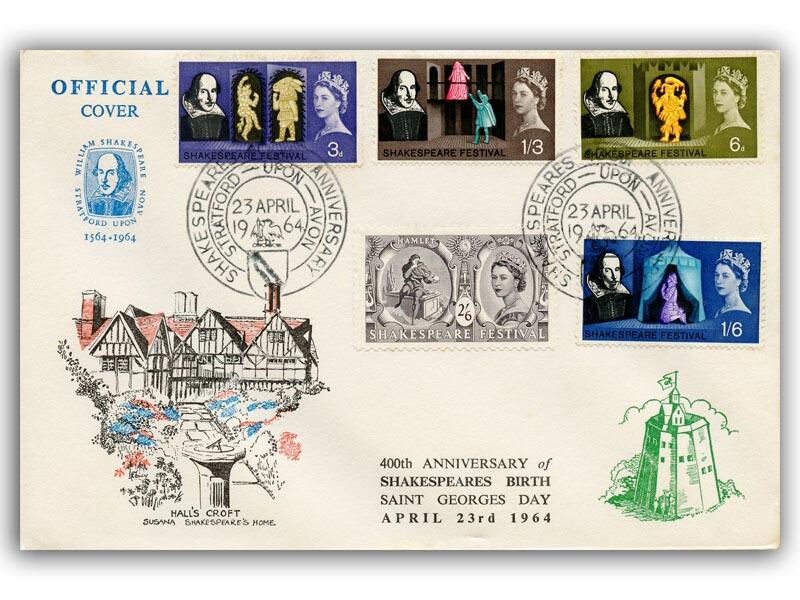 1964 Shakespeare, ordinary, Stratford postmark, Halls Croft cover