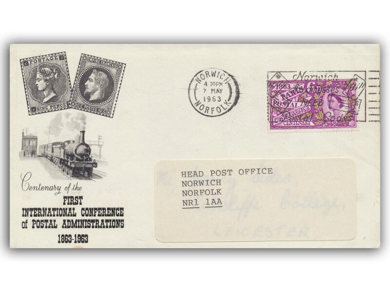1963 Paris, ordinary, Norwich Postal Codes slogan