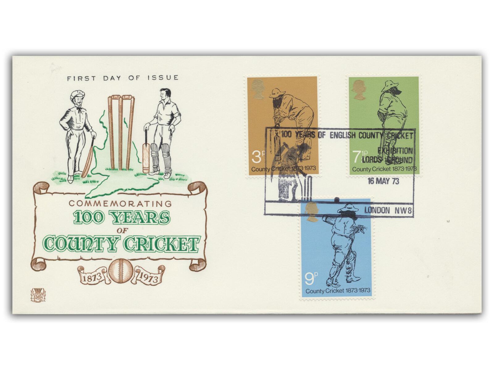 1973 Cricket, Lords Exhibition postmark, Stuart cover