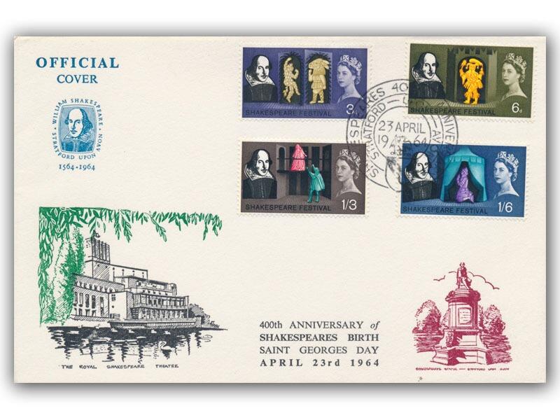 1964 Shakespeare, phosphor, Stratford postmark, Royal Shakespeare Theatre