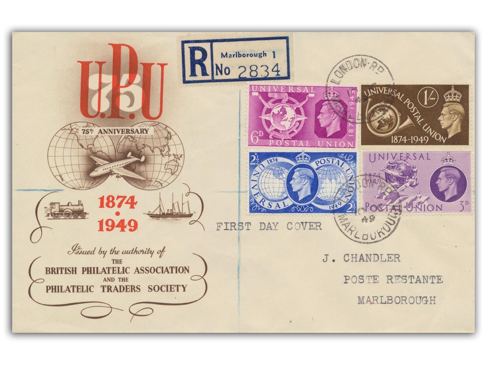 1949 Universal Postal Union, Marlborough CDS