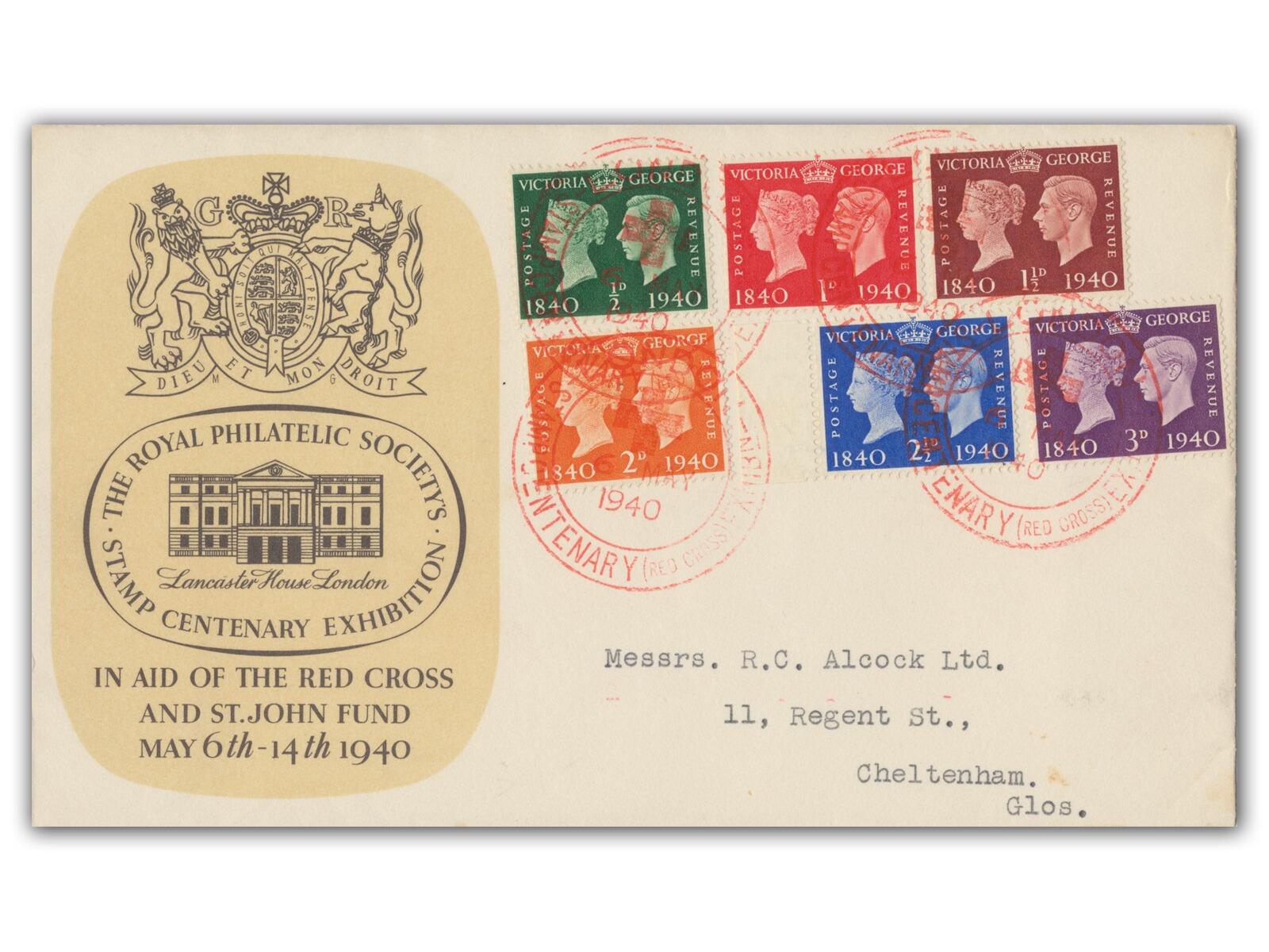 1940 Centenary, Red Cross London postmark, Lancaster House yellow cover