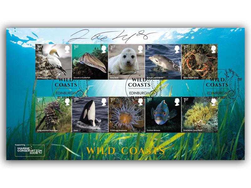 Wild Coasts Stamps First Day Cover, signed Zoe Lyons