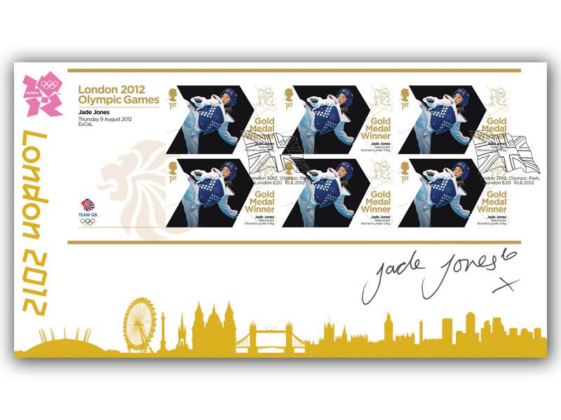 Jade Jones Wins Gold Miniature Sheet Cover Signed