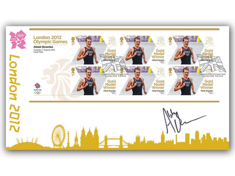 Alistair Brownlee Wins Gold Miniature Sheet Cover Signed Brownlee