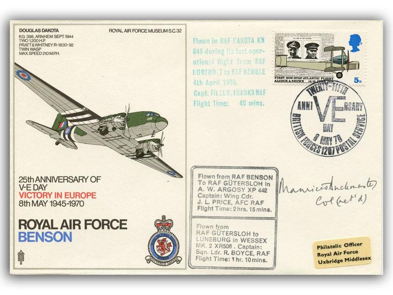 Maurice Buckmaster signed 1970 VE-Day cover