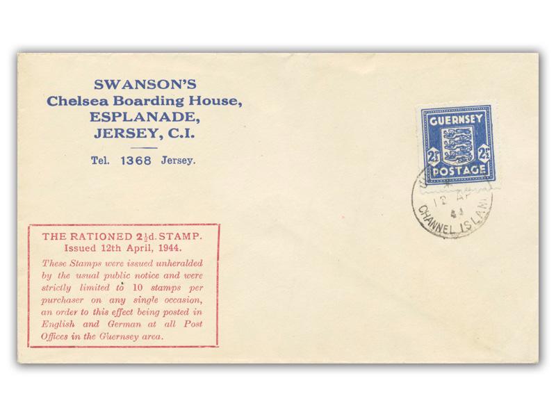 1944 2 1/2d Guernsey Arms, Swanson’s cover