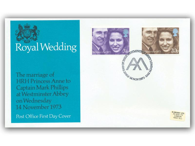 1973 Royal Wedding, Westminster Abbey postmark