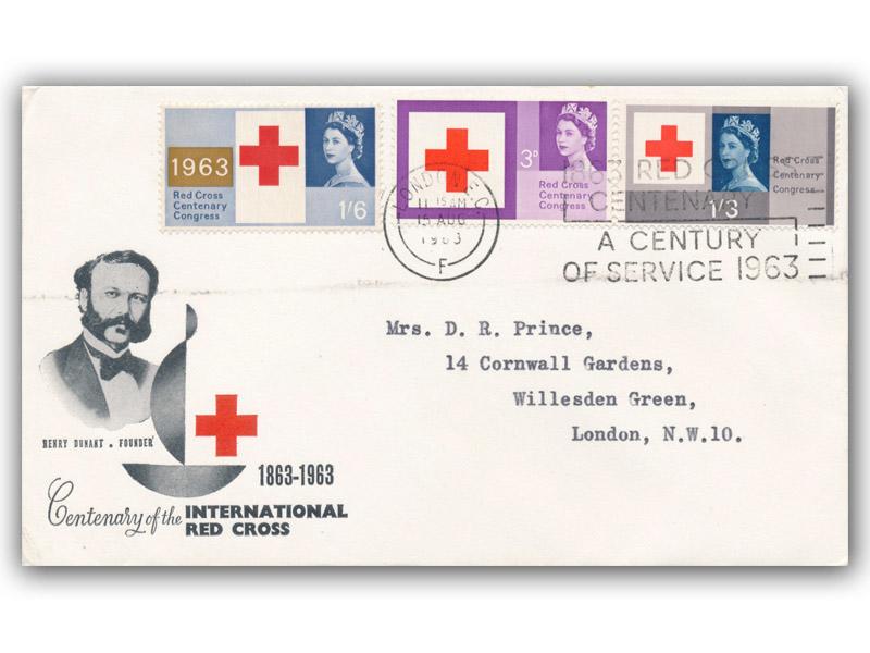 1963 Red Cross, ordinary, Centenary slogan