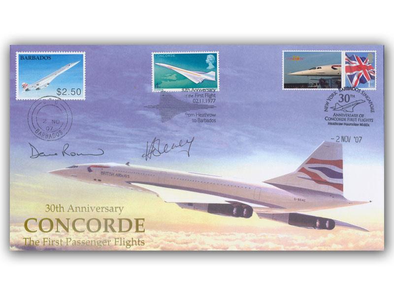 2007 London to Barbados First Flight 30th anniversary, signed David Rowland & Dave Leney