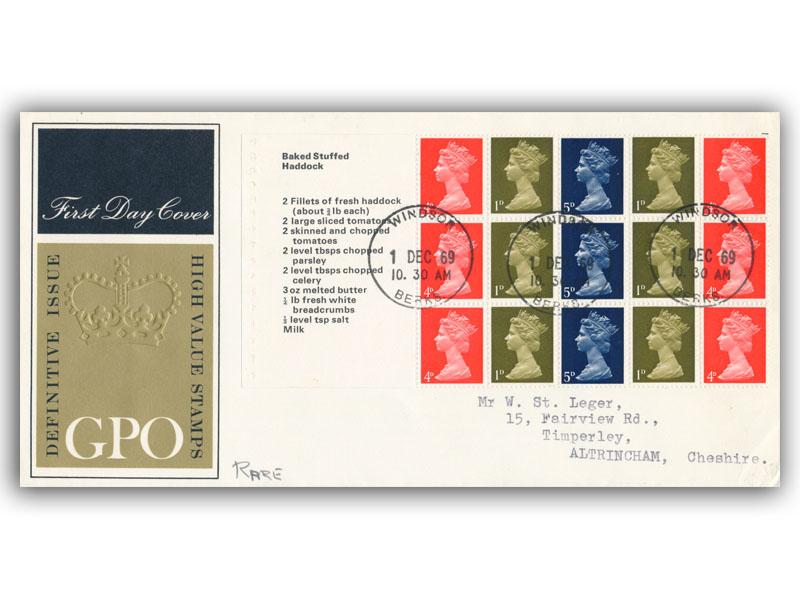 1969 Stamps for Cooks Booklet, Se-tenant Pane, Windsor CDS