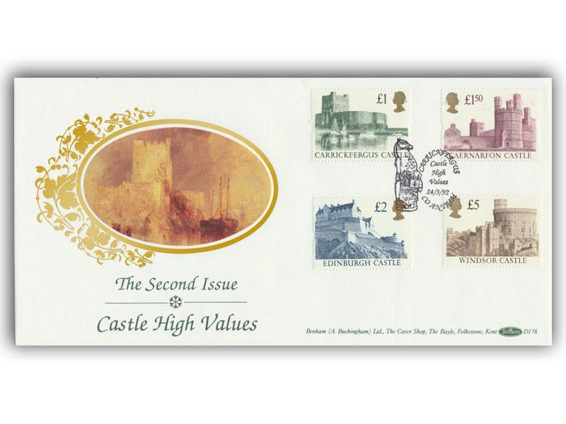 1992 Castle High Values, Carrickfergus postmark, D176 cover