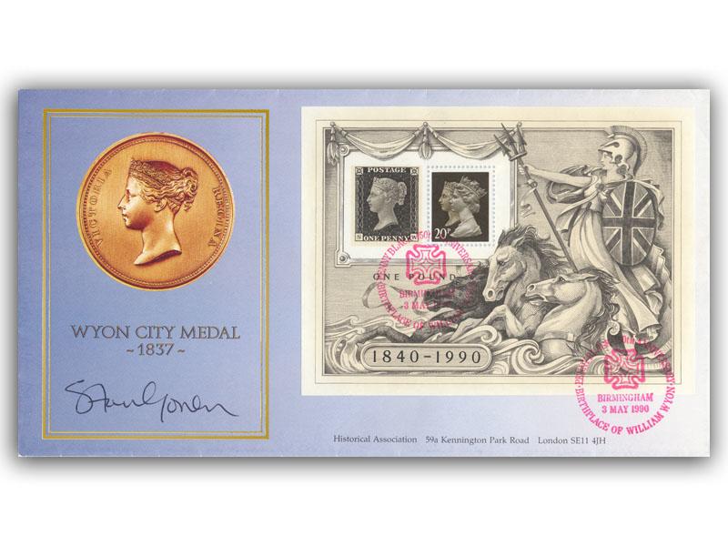1990 Penny Black miniature sheet, William Medal official