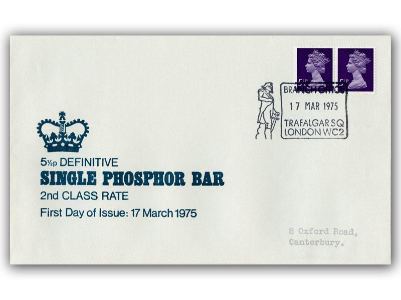 1975 5 1/2p Violet, Trafalgar Square postmark