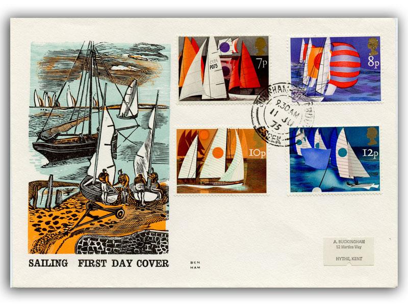 1975 Sailing, Burnham-on-Crouch CDS, Benham Engraved cover
