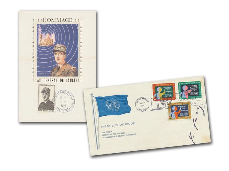 Charles de Gaulle signed 1964 United Nations cover