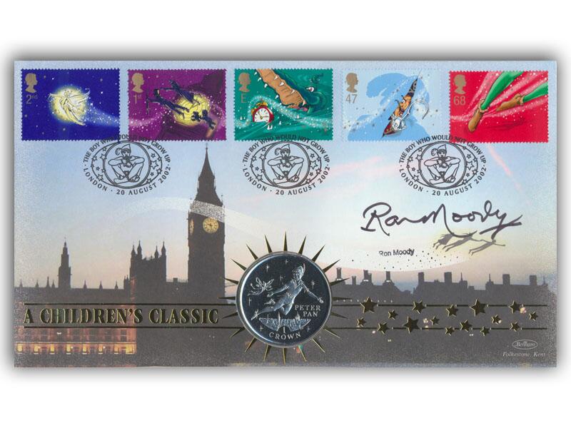 Ron Moody, signed 2002 Peter Pan coin cover