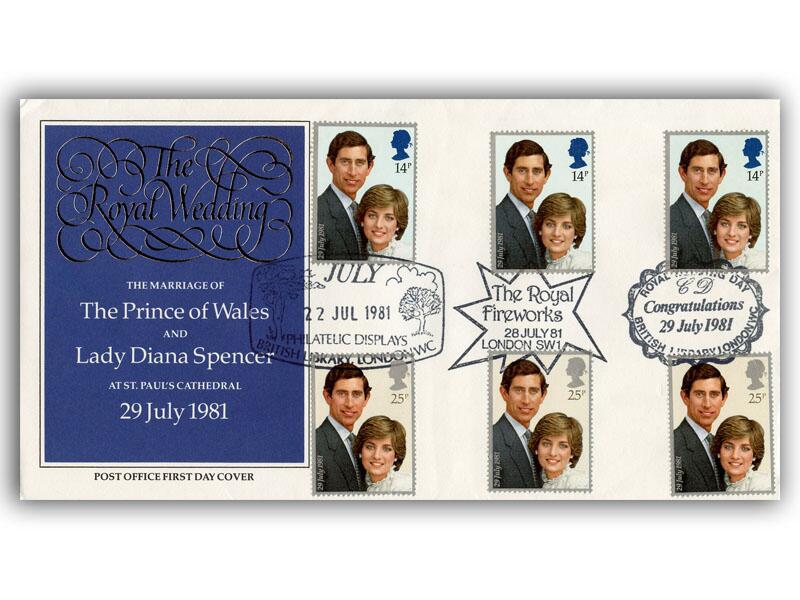 1981 Royal Wedding, Triple Postmarked
