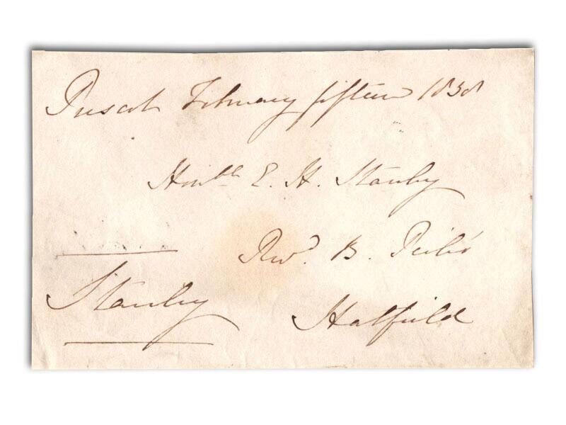 Edward Smith-Stanley signed 1858 envelope