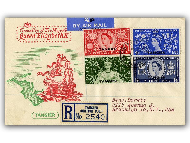 1953 Coronation, Tangier Overprints, Ship cover