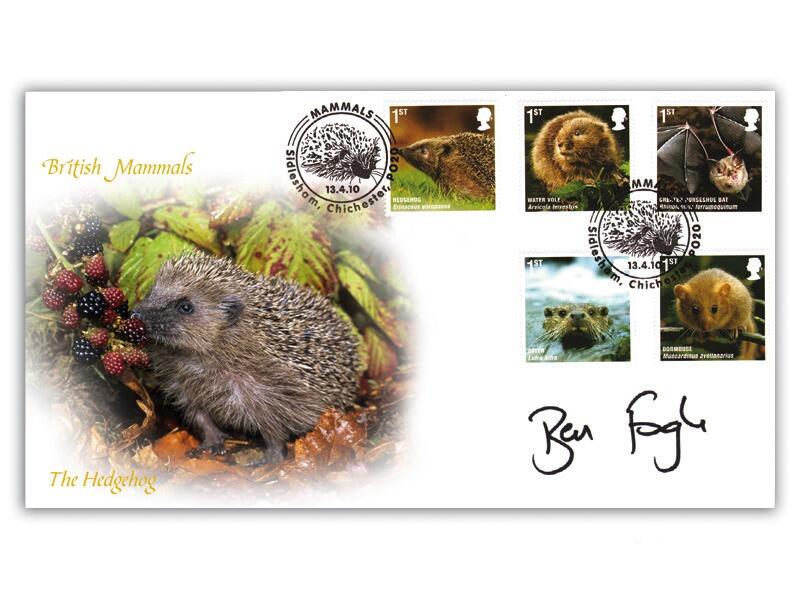 British Mammals - The British Hedgehog Preservation Society, alternative postmark, signed by Ben Fogle