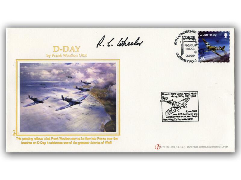D-Day 60th Anniversary flown cover, signed Reg Wheeler