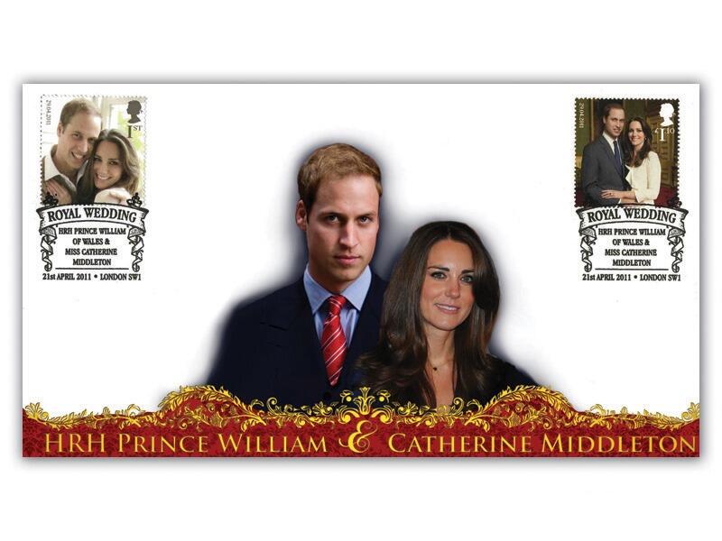 Royal Wedding, pair of stamps, Wedding Ribbon postmark