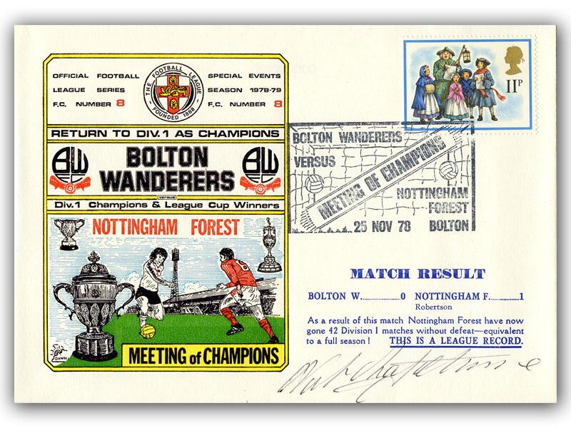 1978 Bolton V Nottingham Forest, signed by Nat Lofthouse