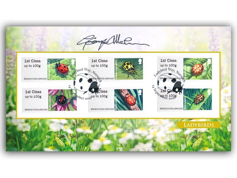 2016 Post & Go - British Ladybirds, Bureau stamps, signed by George McGavin
