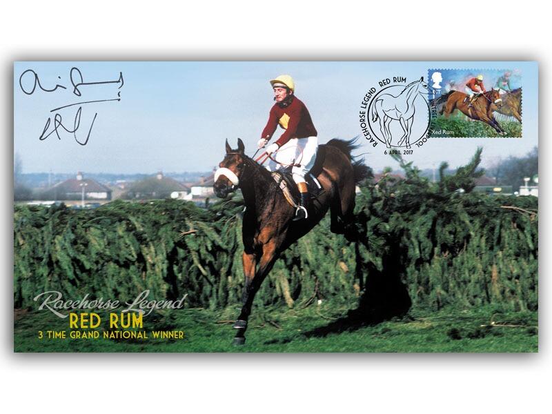2017 Racehorse Legends, Tribute to Red Rums single stamp, signed by Oliver Sherwood