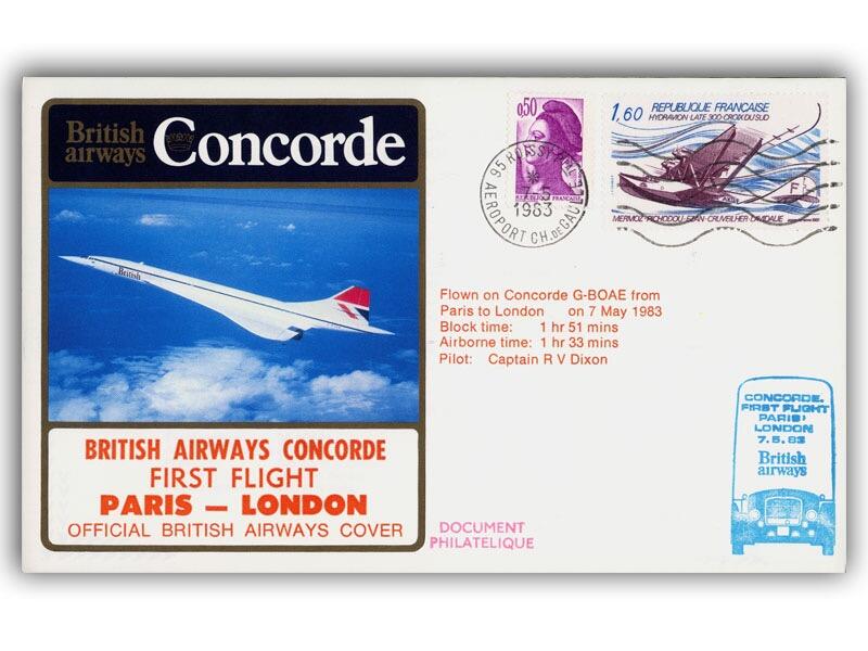 1983 BA Concorde Paris - London flown cover