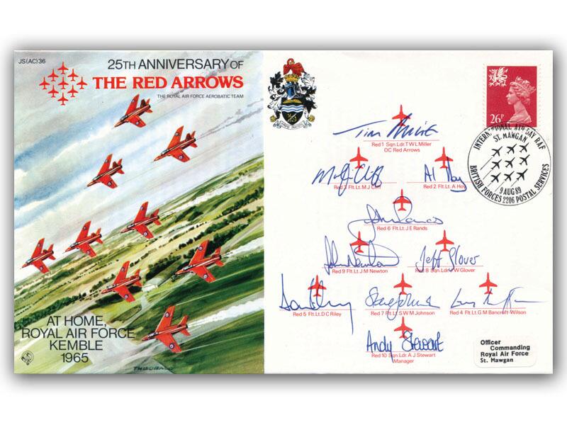 1989 Red Arrows team signed, RAF Kemble cover