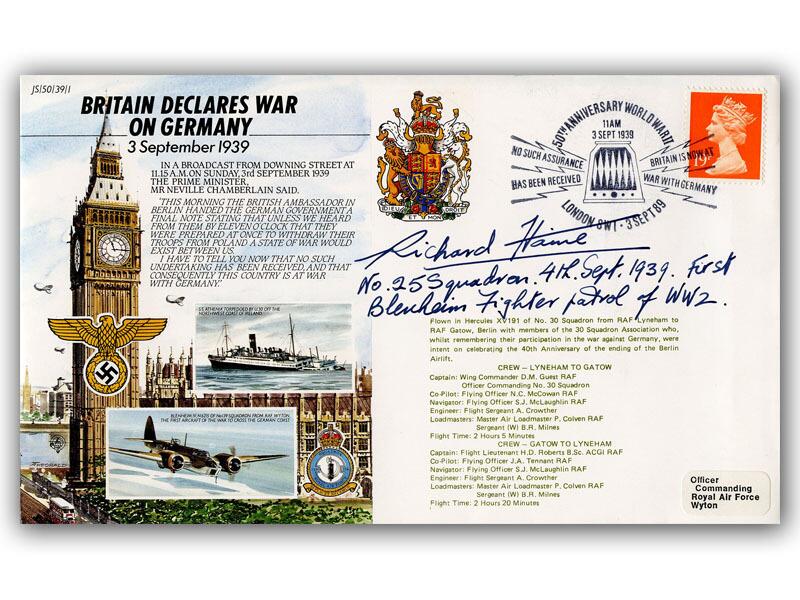1939 Britain Declares War, signed Richard Haine
