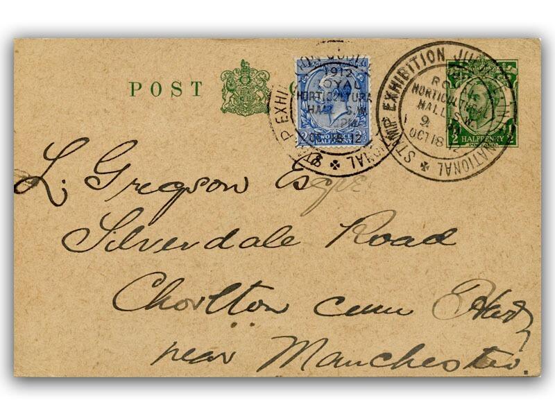1912 International Stamp Exhibition, 2 1/2d, 1/2d Postcard