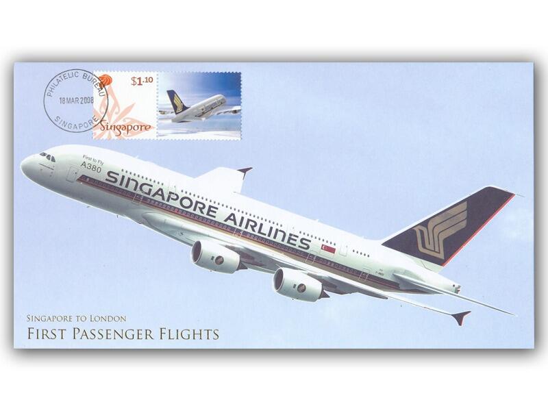 A380 First Passenger Flights Singapore to London, Singapore postmark
