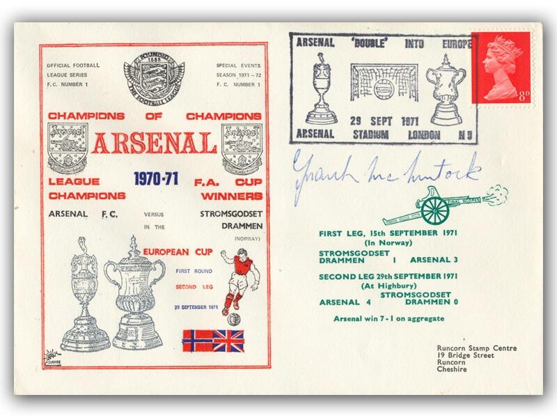 1971 Arsenal V Stromsgodset, signed by Frank McKlintock