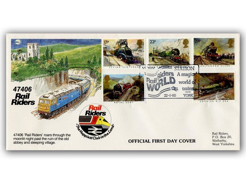 1985 Trains, Rail Riders World, York Official cover