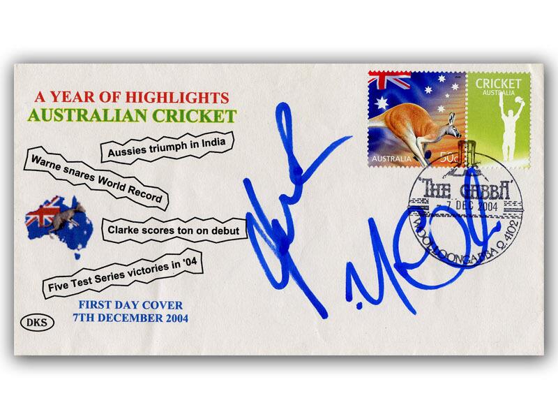 Shane Warne & Michael Clarke signed 2004 Australian cricket cover