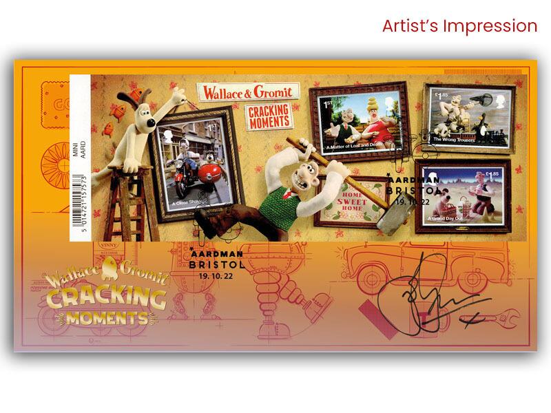 Wallace & Gromit Barcoded Miniature Sheet, signed John Thomson