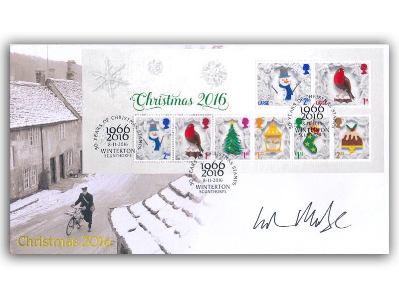 2016 Christmas miniature sheet, Wintertime, signed by Helen Musselwhite