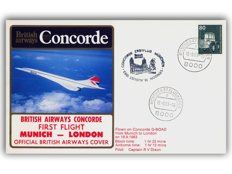 1983 BA Concorde Munich - London flown cover