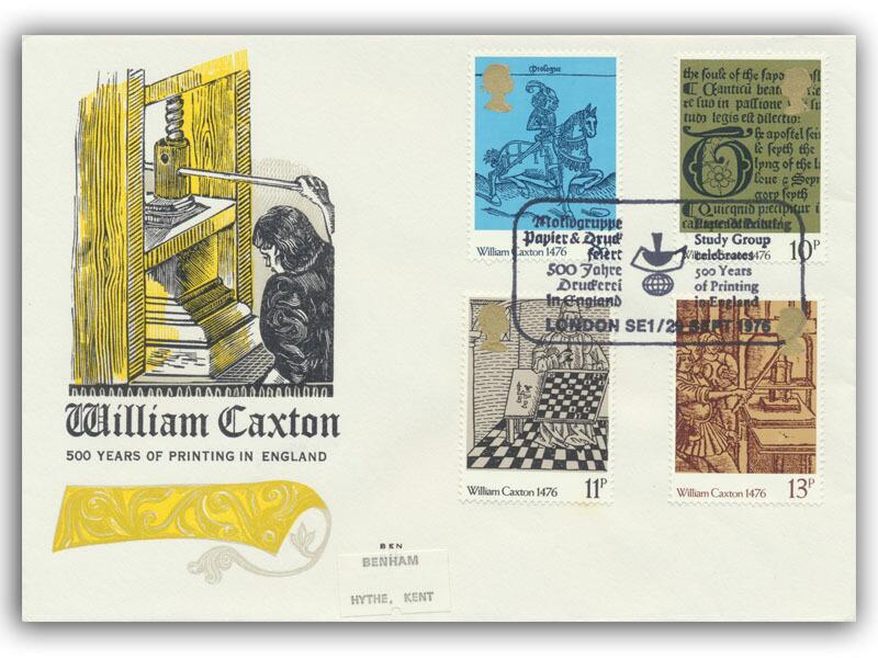1976 Caxton, Paper & Printing Study Group postmark, Benham Engraved