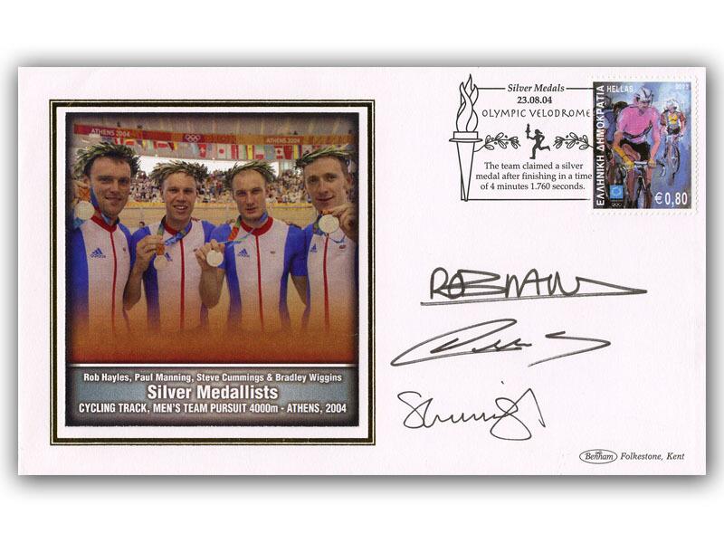 Rob Hayles, Steve Cummings & Bradley Wiggins signed 2004 Olympics