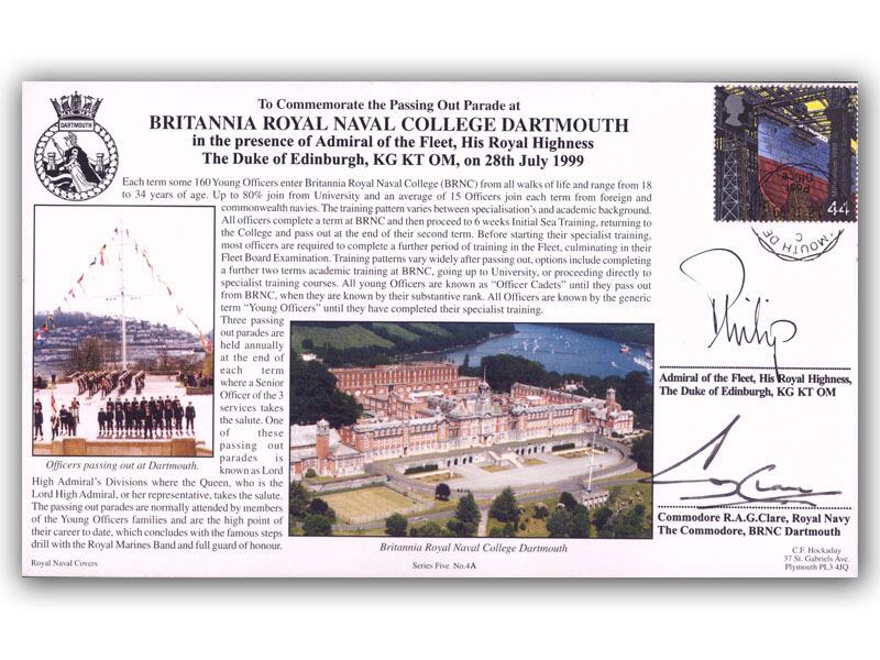 Prince Philip signed 1999 Royal Naval College Dartmouth cover