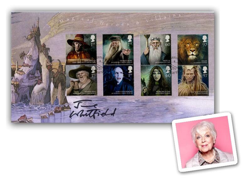 Magical Realms - Heroes and Villains Stamp Cover Signed June Whitfield
