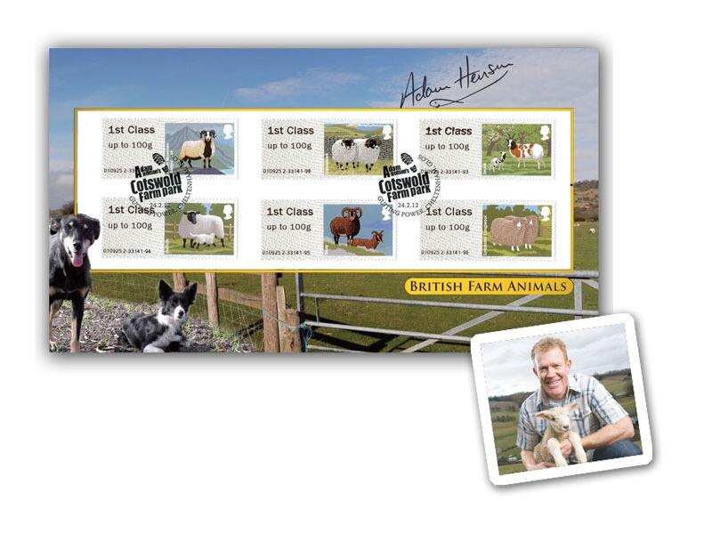 Post & Go - British Farm Animals Sheep Machine Stamps Cover Signed Adam Henson
