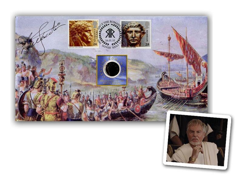 Romans Leaving Britain coin cover, signed Derek Jacobi