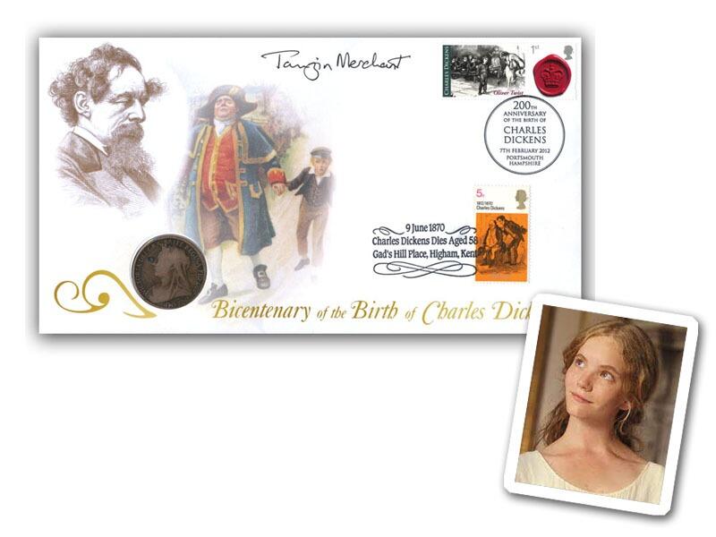 2012 Charles Dickens coin cover, signed Tamzin Merchant