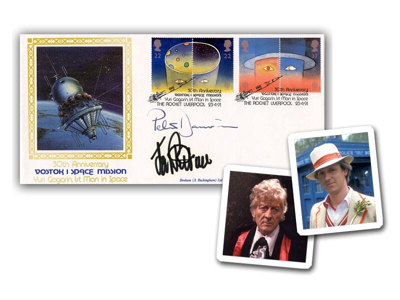 1991 Europe in Space cover signed by Jon Pertwee and Peter Davison