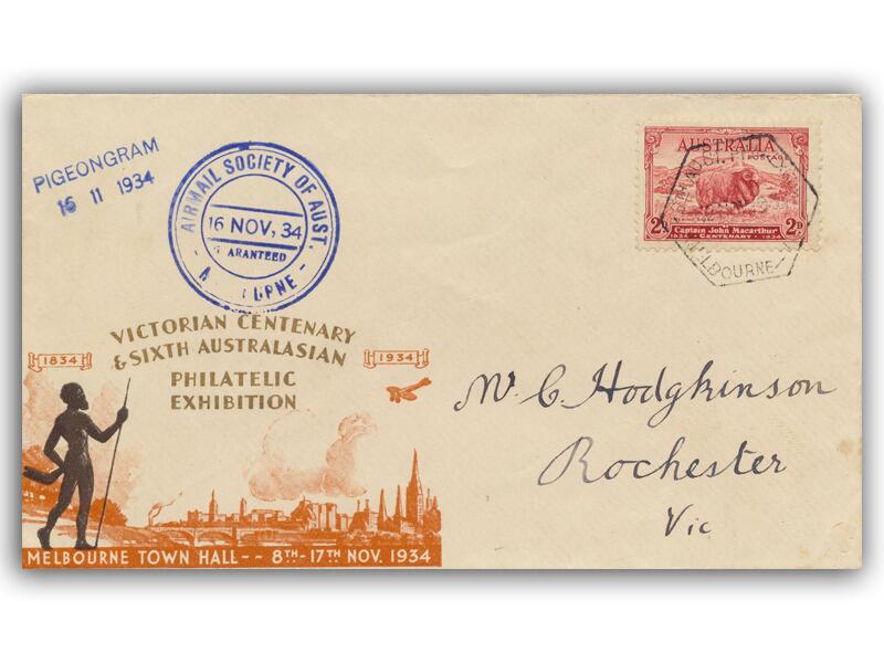 1934 Australian Pigeon Post, Victoria State Centenary